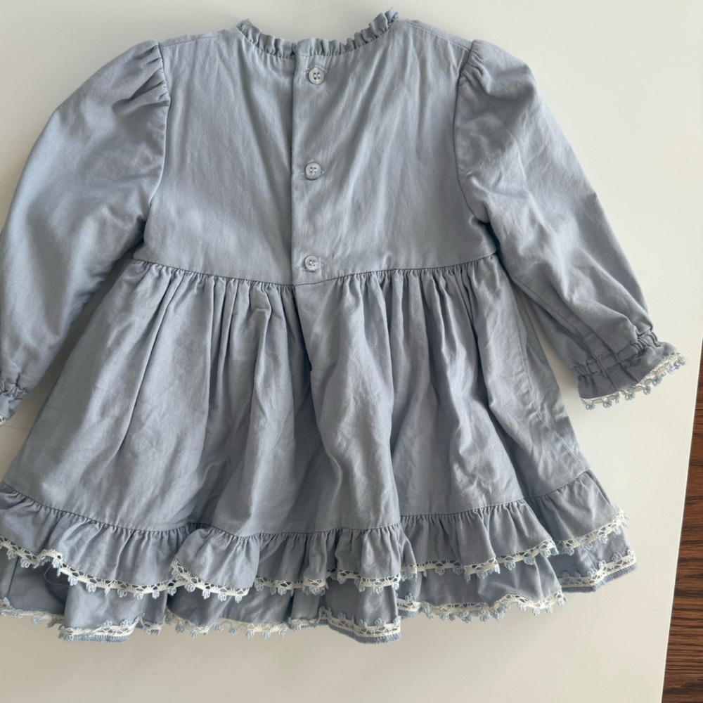 Miranda 18M Blue Ruffled Dress with Lace Detail - Picture 3 of 5